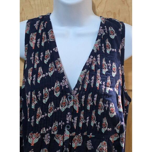 Maeve By Anthropologie Sleeveless Floral Button-Front Top With Pintuck Details - Picture 2 of 8